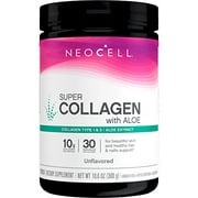 NeoCell Super Collagen with Aloe; Collagen Type 1 and 3; Supports Healthy Hair, Skin and Nails; Gluten Free; Unflavored Powder; 10 g Collagen/Serving; 30 Servings; 10.6 Oz.,*