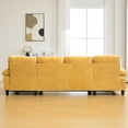 thumbnail image 7 of U-shaped Sectional Sofa,103.5" Chenille Upholstered Sofa Couch with Storage Pockets and Armrest Pillows for Living Room,Yellow, 7 of 7