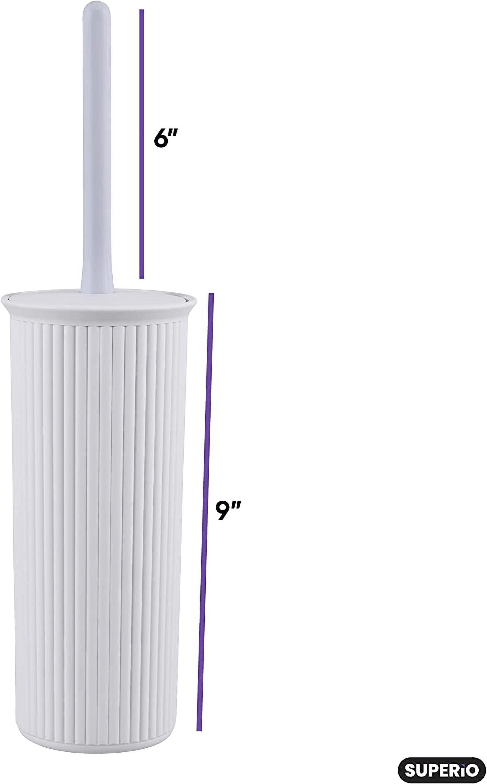 Superio Plastic Toilet Bowl Cleaning Brush and Holder Set (Pack of 2)- 15"H x 6"W x 5"D, Bathroom Scrubbing Brush, White