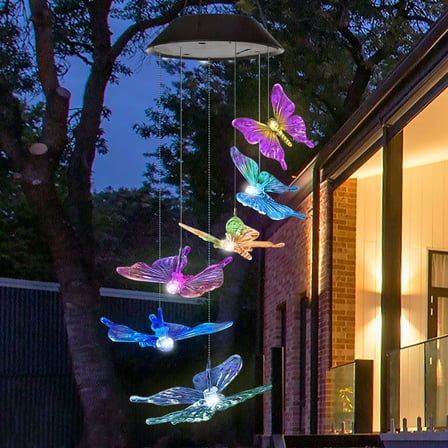 Wind Chime,Butterfly wind chimes led/solar Butterfly wind chime Outdoor decor,yard decorations solar light mobile,memorial wind chimes,gifts for mom,birthday gifts for mom
