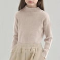 thumbnail image 2 of CYRBOKO Toddler Girls High-neck Sweaters, Thermal Cotton Long Sleeve Winter Kids Clothig Beige Size 3-4 T, 2 of 5