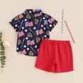 thumbnail image 6 of HCNTES Toddler Baby Boy Summer Clothes Kid Outfits Girls Short Sleeves T-Shirt Tops + Shorts Cute Outfits Set For 18-24 Months 3t 4t 5t 6t Kids Independence Day(F02-Red,0-6 Months), 6 of 7