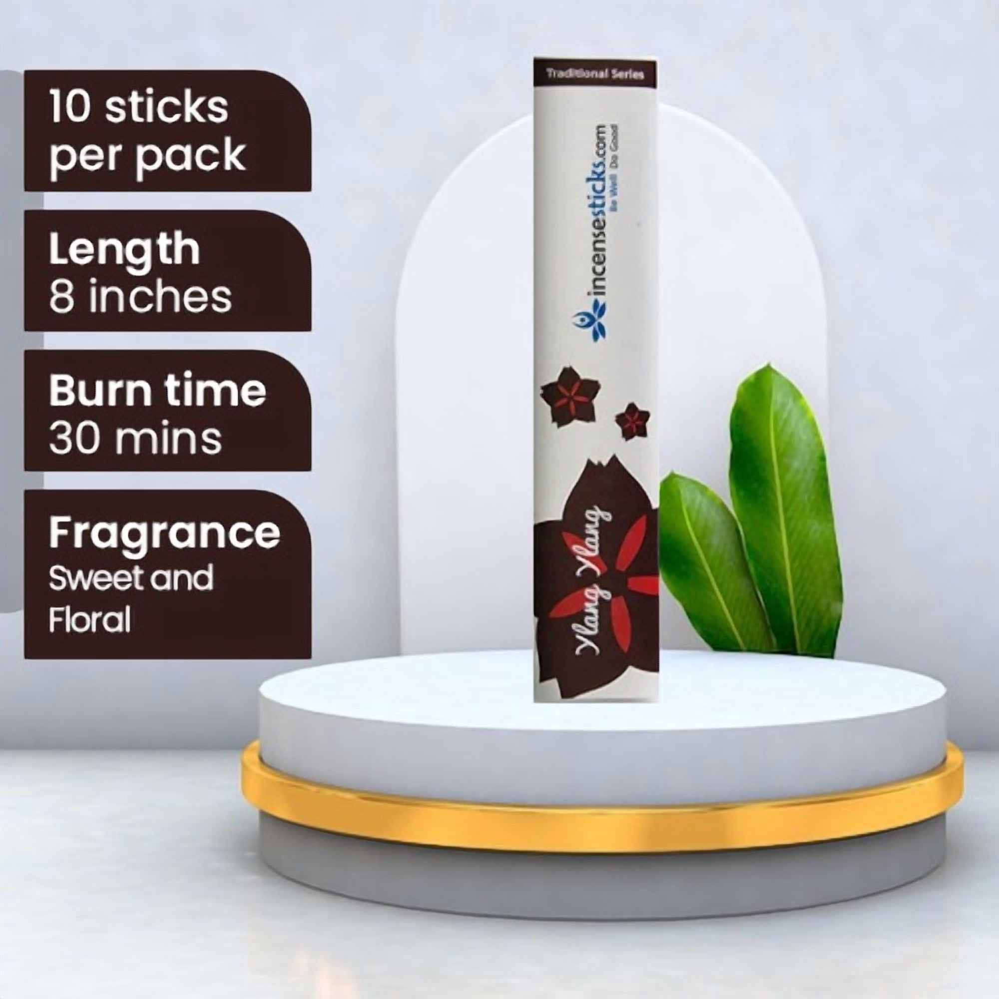 Ylang Ylang Incense 8" 10 Sticks Pack: 10 Packs