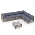 thumbnail image 5 of JOIVI 7 Pieces Patio Furniture Set, Outdoor Sectional Sofa Set with Cushion and Coffee Table, 7-Piece PE Rattan Conversation Set for Deck, Porch, Backyard, Denim Blue, 5 of 8