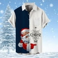 thumbnail image 2 of Mens Christmas Santa Gift 3D Digital Printing Button Lapel Short Sleeve Shirt T Shirt Top Blouse, 2 of 4