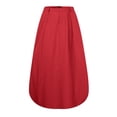 thumbnail image 5 of LWavelet Women Balloon Maxi Skirt Elastic High Waist With Pockets Casual Summer Long Skirt Red XL, 5 of 8