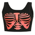thumbnail image 3 of Women‘s Rib Knit Sleeveless Skeleton Print Crop Tan Tops, 3 of 6