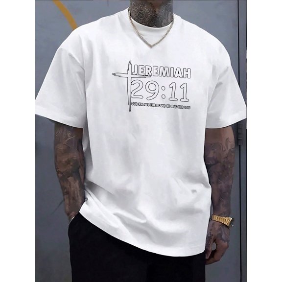 Jeremiah 2911 Graphic Men's Pattern Print Pure Cotton TShirt Inspirational Religious Style Tee For Everyday Comfort & Casual Wear Perfect Gift For FaithBased Men Soft Breathable Pr