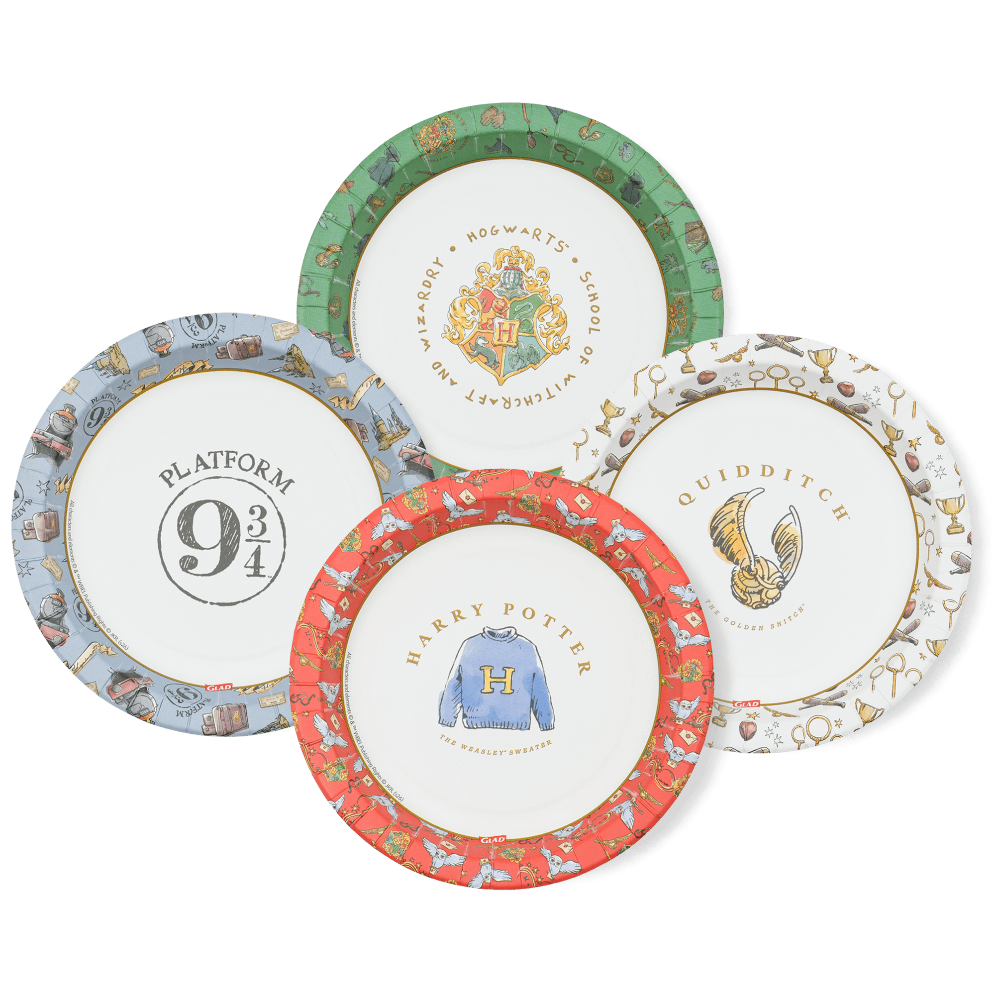 Glad Harry Potter Halloween Round Paper Plates Mixed Pack Images 8.5in 32ct
