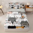 thumbnail image 2 of Manfei Cute Kitten Zipper Full Size Comforter Sets with Fitted Sheet and 2 Pillowcases, Cartoon Graffiti Cat Zipper Bedding Set, White Gray, Gray Reversible, 4 Pieces, 2 of 7