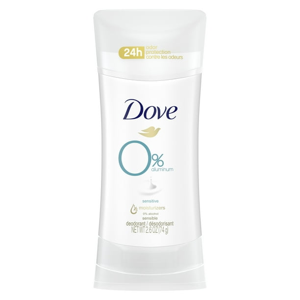 Dove 0 Aluminum Deodorant For Odor Protection Sensitive 24hour Protection 2.6 OZ