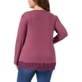 thumbnail image 3 of Agnes Orinda Plus Size Tops for Women Long Sleeve Square Neck Tunic Fall Winter Blouse with Lace Hem 4X Fuchsia, 3 of 5