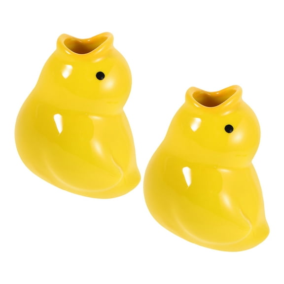 Worgeous 2pcs Ceramic Duck Toothbrush Holder Cartoon Toothbrush Stand Racks Single Tooth Brush Stand for Bathroom Organization Home Travel