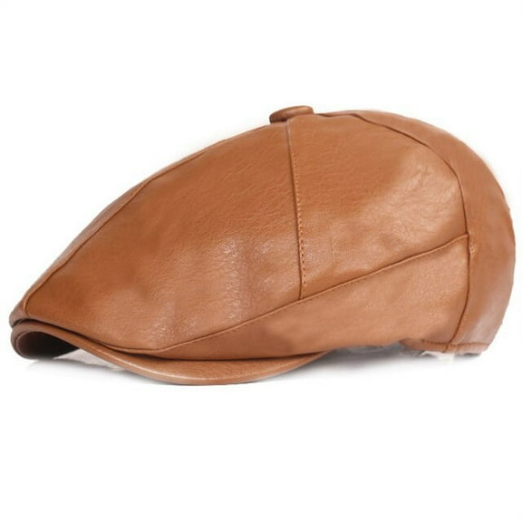 SikaFu Berets New Fashion PU Leather Hat Women Solid Octagonal Newsboy Cap Ladies Retro Artist Painter Beret Hat Female Flat Cap