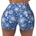 thumbnail image 2 of Fotbe whiet Snowflake blue background Shorts Sin Costuras – Shorts Deportivos de Cintura Alta para Mujer, Elásticos para Gimnasio, Yoga, Running o Ciclismo-XX-Large, 2 of 8