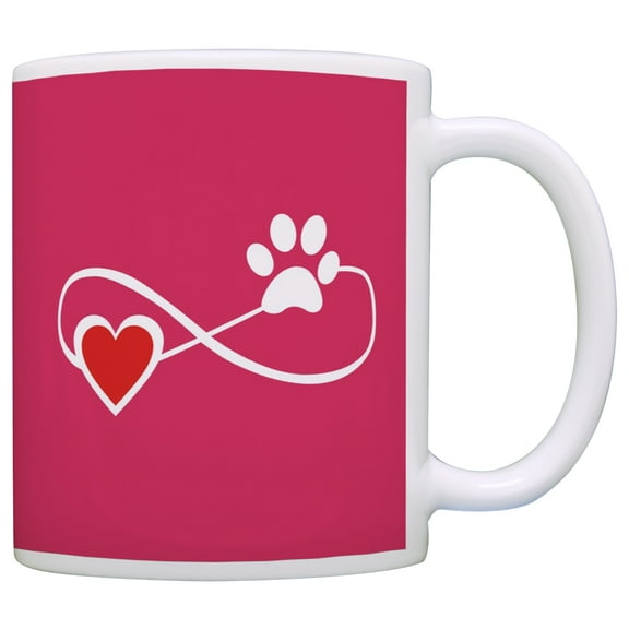 ThisWear Dog Cat Lover Infinite Love Infinity Symbol Paw Prints Pet Owner 11 ounce Coffee Mug Pink