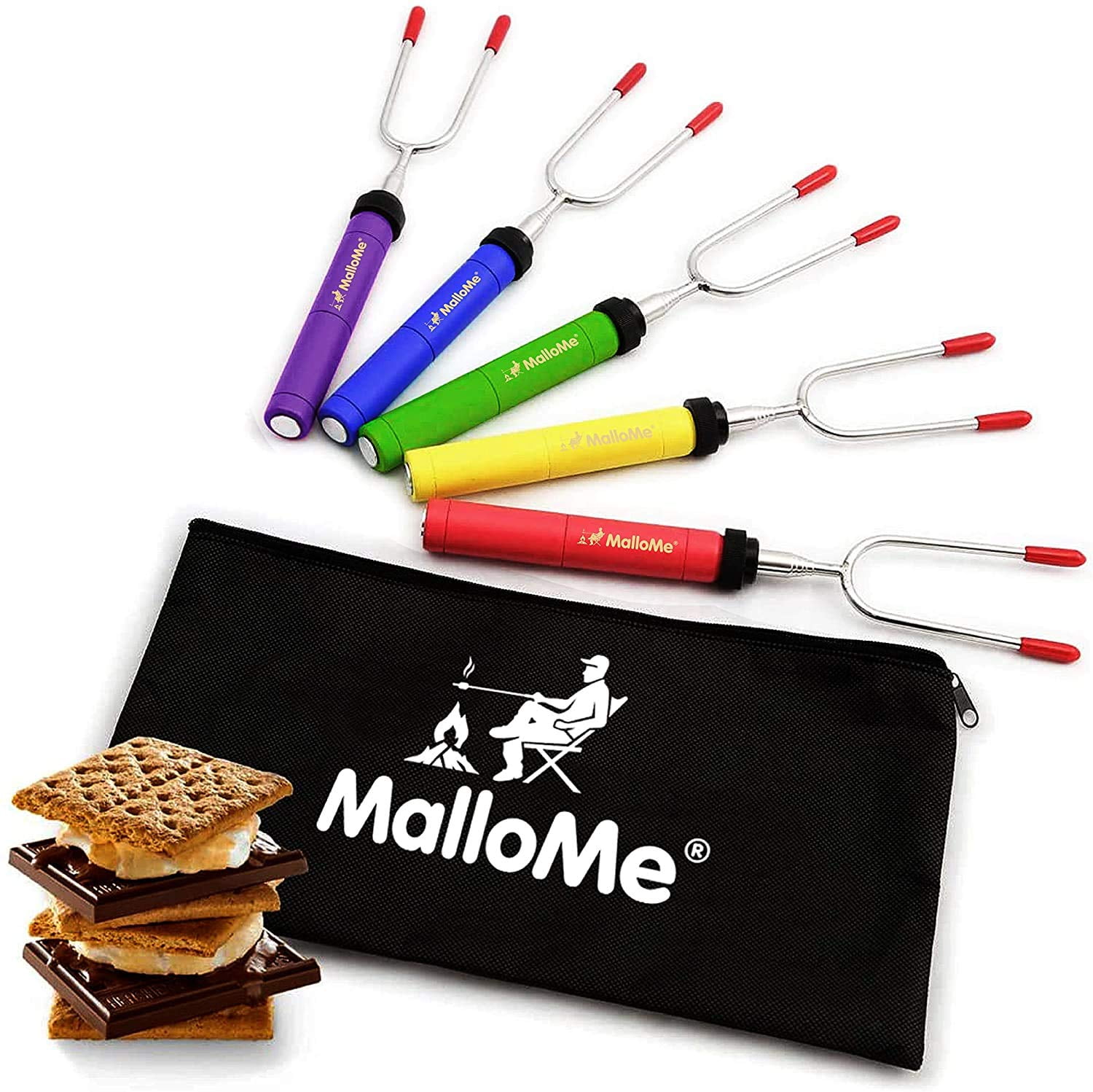 Marshmallow Hot Dog Roasting Set of 6 Sticks w/bag Extendable Smores Campfire 