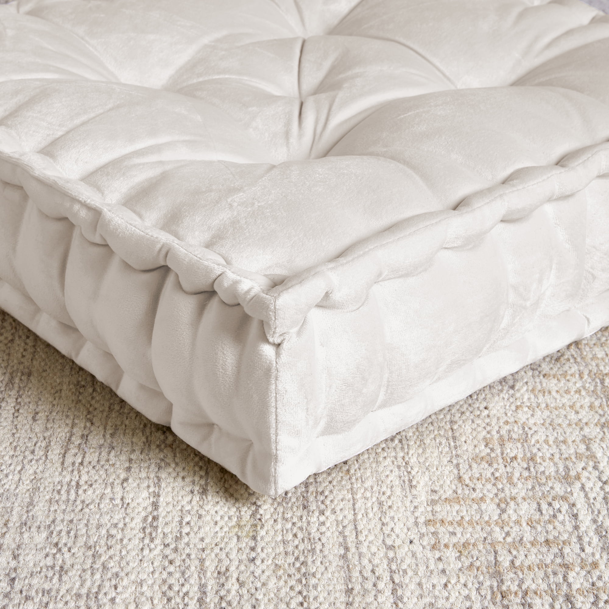 Sweet Home Collection Tufted Square Meditation Yoga Floor Pillow, Ivory - 20" x 20"