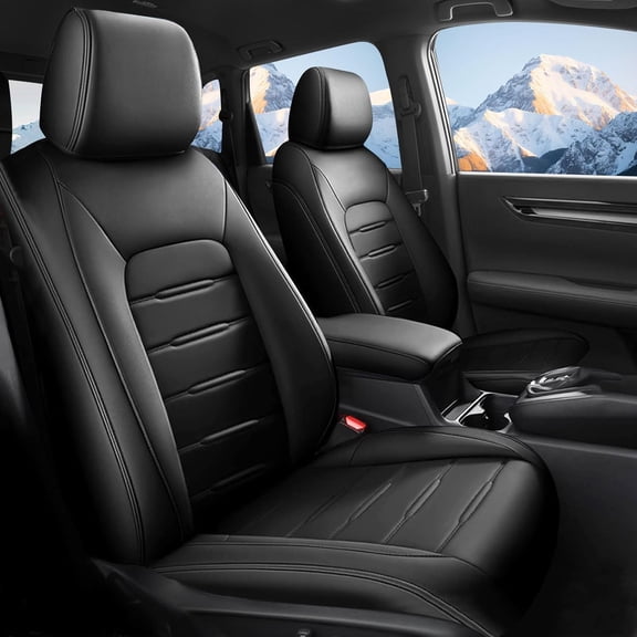 AOMSAZTO Custom Fit CRV Seat Covers for Honda CR-V 2023 2024 2025 LX,EX,EX-L,Sports Series,Hybrid - Full Set Faux Leather Seat Protector Black