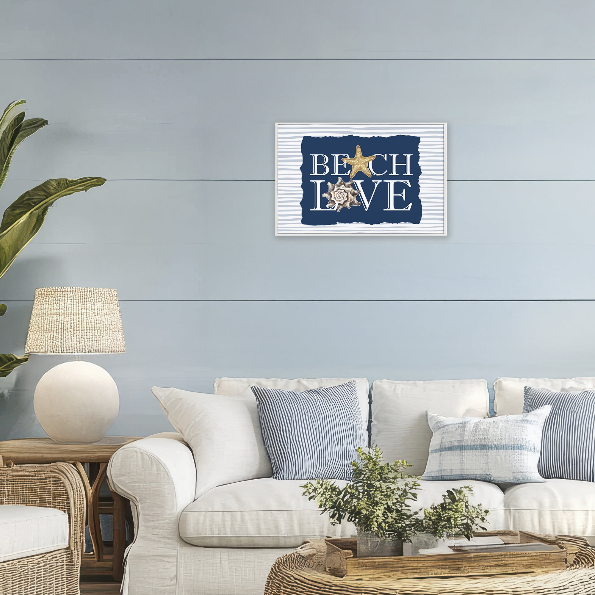 Stupell Industries Beach Love Seashells White Framed Giclee Art, design by Kim Allen