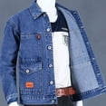 thumbnail image 2 of Chaqueta vaquera para hombre, acolchada, de lana elástica, abrigos vaqueros para hombre, acolchado azul cálido con oveja, precio económico, moda elegante, talla grande L Y2k, 2 of 5