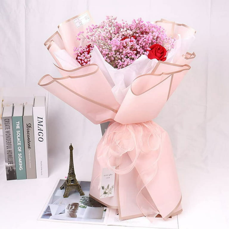 Sweetheart pink dried flower bouquet - in paper heart wrap