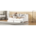 thumbnail image 4 of Kacho Twin to King Size Daybed Frame with Storage Bookcases, 2 Drawers, and Charging Design, Wooden Daybed with Built-in Bookshelves for Teens, Captain Bed, Easy Assembly, White, 4 of 9