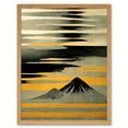 thumbnail image 1 of Modern Simple Mount Fuji Painting in Silver Grey Black Gold Art Print Framed Poster Wall Decor 12x16 inch, 1 of 5