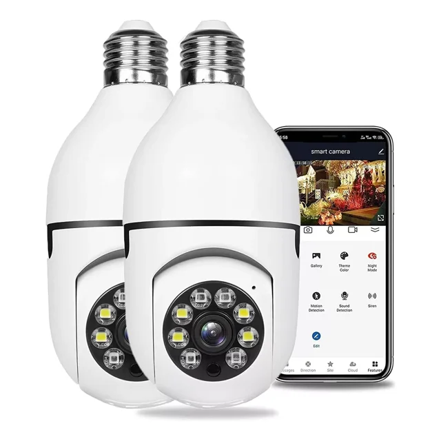2pcs Cámara De Seguridad Wifi Hd 360° Visión Nocturna Alarma