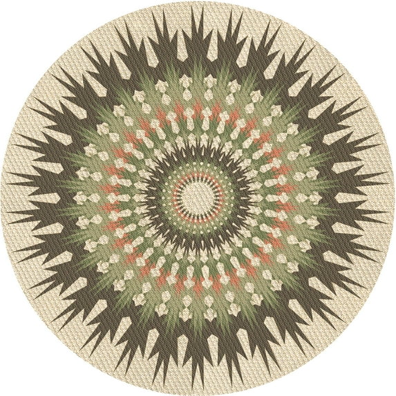 Ahgly Company Machine Washable Indoor Round Transitional Golden Blonde Gold Area Rugs, 4' Round