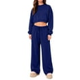 thumbnail image 5 of Spring Sweatpants Women Fleece Lined Wide Leg High Waisted Baggy Joggers Drawstring Cozy Lounge Pants Casual Sweat Pants Fall Navy 2XL, 5 of 6