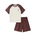 thumbnail image 4 of Amidoa Boys 2 Piece Outfits Summer Clothes Cute Printed T Shirt Graphic Short Sleeves Casual Shorts Kids Clothing Sets Brown Size 10, 4 of 6