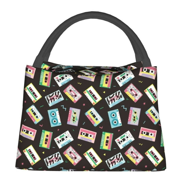 Disketp Colorful Retro Tape Bolsa Térmica Estampada, Bolsa Térmica Aislante para Almuerzo, Playa y Campamento