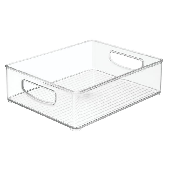 iDesign Recycled Plastic Large Stackable Kitchen Organizer Bin with Easy to Grip Integrated Handles