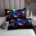 thumbnail image 3 of Gaming Quilt Set Gamer Bedspread Set Twin,Neon Lights Abstract Geometry Honeycomb Coverlet Set Gamer Room Decor for Boys, 3 of 5
