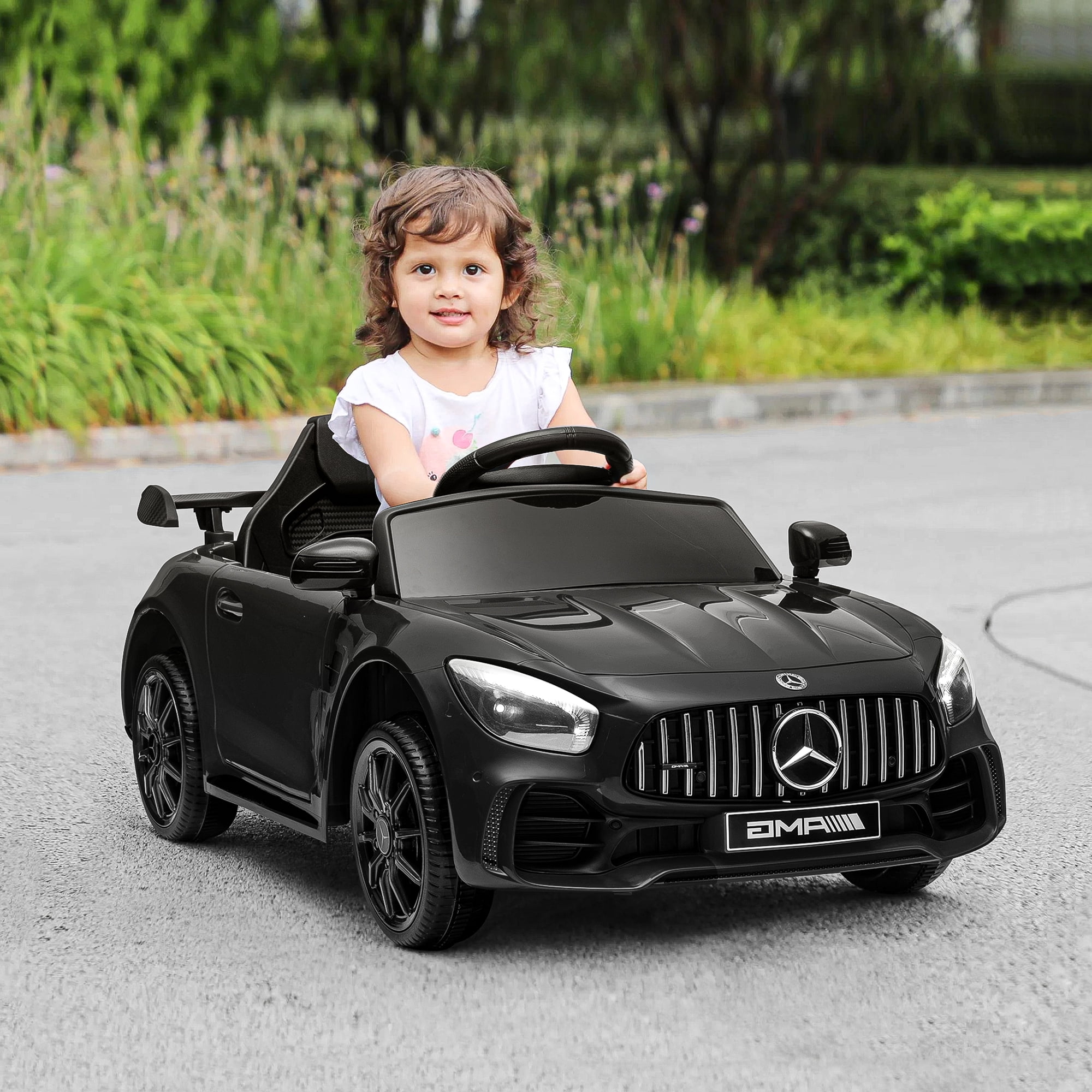 Kepooman 12V 4.5Ah Kids Police Ride On Car with 2.4G Remote Control Mercedes-Benz Sports Car, Electric Toy for Kids, Black