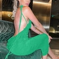 thumbnail image 2 of Birdeem Robe Longue d'Été pour Femme, Couleur Unie, Mode, Aguichant, Dos Ouvert, à Lacets, Style Élégant, Soutien-Gorge, Robe à Encolure Suspendue, 2 of 9