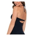 thumbnail image 3 of SALT + COVE Women's Black Beaded Ribbed Halter Tankini Swimsuit Top S, 3 of 4