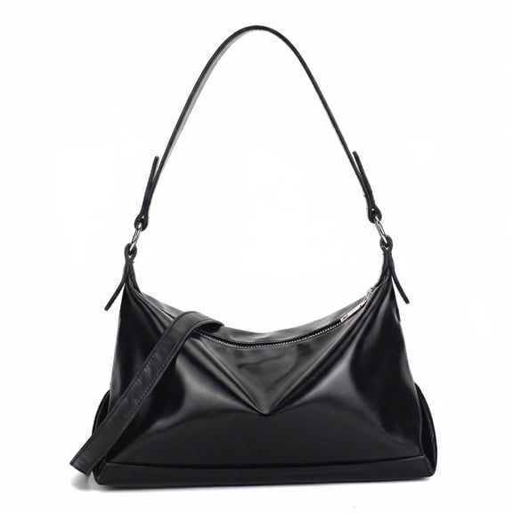 Black Shoulder Bag for Women, Trendy Crescent Hobo Clutch Tote Handbags Underarm Purse, Cute Crossbody Bags with Adjustable Strap, PU Leather
