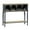 Black Arched 2 Shelf and 4 Cubby Solid Rectangle 47" x 16" x 41", variant on DecMode 47" x 32" Brown Wood 3 Drawer and 4 Shelf Cabinet, 1-Piece