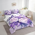 thumbnail image 2 of Manfei Romantic Flower 7pcs Bedding Comforter Set,Rustic Floral Queen Bedding Sets,Purple Pink Queen Sheet Sets For Teens Girl,Breathable Home Decor Reversible, 2 of 7