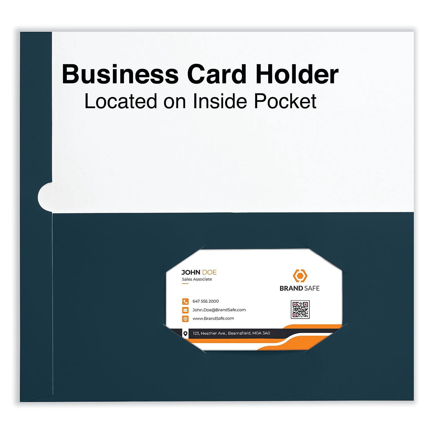11 in. x 8-1/2 in. Cardboard Paper, Laminated Two-Pocket Folder - Navy (25/Pack)