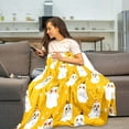 thumbnail image 5 of LSLJS Halloween Cute Ghost Blanket,Halloween Decorations Flannel White Spooky Decor Throw Blanket,59"x79" Cozy Lightweight Quilt Warm Plush Blanket for Couch, Sofa, Bed, Chair, 5 of 5
