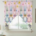 thumbnail image 2 of Easter Bunny Swag Valances for Windows, Kitchen Window Curtains Over Sink, Spring Watercolor Polka Dot Flower Plaid Pink Window Treatment Curtains for Living Room/Bedroom 2 Panel Sets 36"x45", 2 of 8