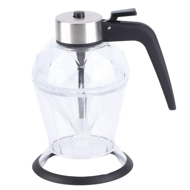 Dispensador De Aceite, Dispensador De Miel Tipo Prensa Corporal Transparente De Mano, Vidrio Grueso De 200 Ml, Antideslizante Con Base De Almacenamiento Poligonal Para Vinagre
