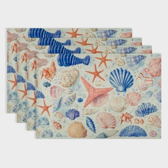 SHERONV Cute Starfish Table Mats Placemat Beach Theme Placemats Set of 4 Ocean Placemats for Dining Table Indoor Outdoor Kitchen Coastal Nautical Decor Table Place Mats 18x12in