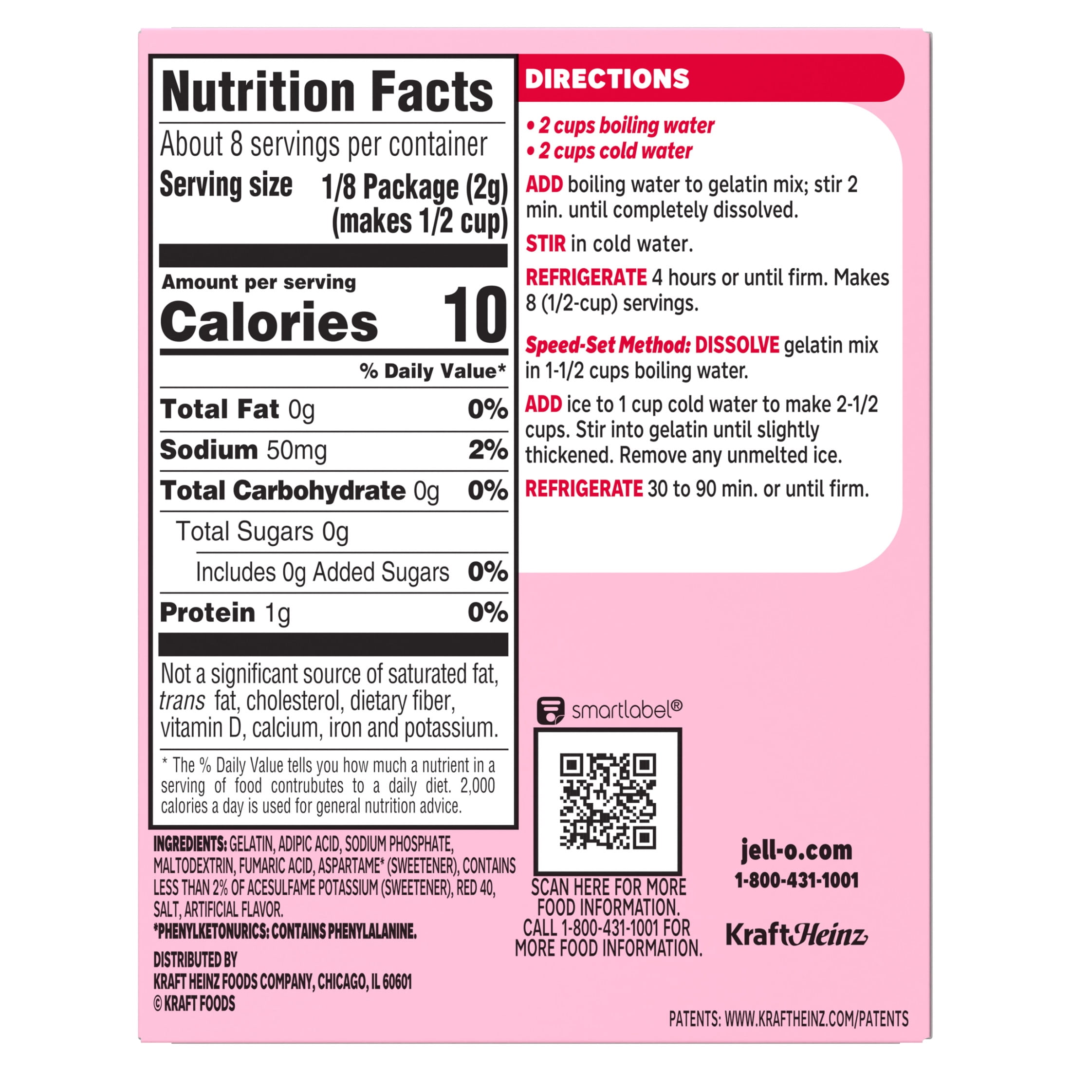 (3 pack) Jell-O Strawberry Zero Sugar Low Calorie Gelatin Dessert Mix, Family Size, 0.6 oz Box
