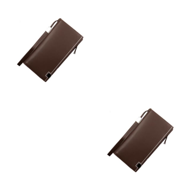 Cartera de cuero portátil Minnieouse con cierre de cremallera 2piezas Café