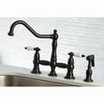 thumbnail image 4 of Kingston Brass KS3275PLBS Restoration 8-Inch Bridge Kitchen Faucet with Sprayer, Oil Rubbed Bronze, 4 of 5