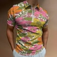 thumbnail image 2 of Retro 70s Hippie Flower Men Zipper T-shirt Summer Casual Short Sleeve T-shirt Top, 2 of 7